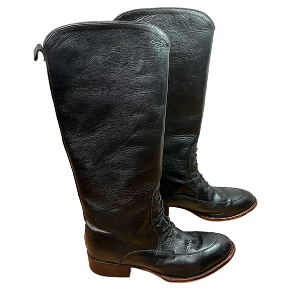TONY MORA. Black Genuine Leather Upper & Sole Pull On Boot w/Lace Detail US Sz 9 - Picture 5 of 12